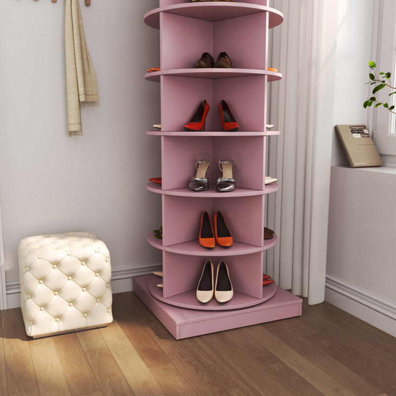 28 Pair Shoe Rack, Pink, 56.14" H x 24" W x 24" D