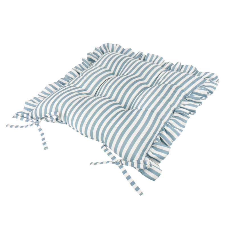 Millie Ruffle 2 Pack Indoor/Outdoor Seat Pads, Blue/White
