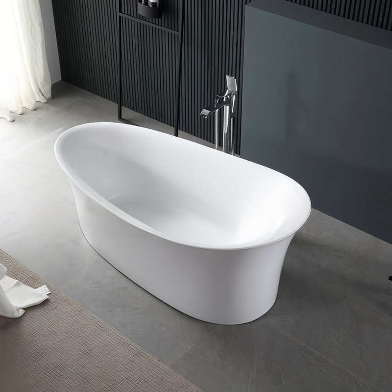 62.99'' W 27.56'' H Frameless Offset Curved Tub & Shower Kit