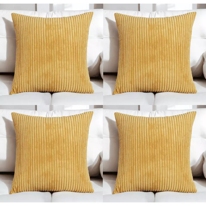 Rodrique Indoor / Outdoor Yellow Square Throw Cushion Cover Pack Of 4