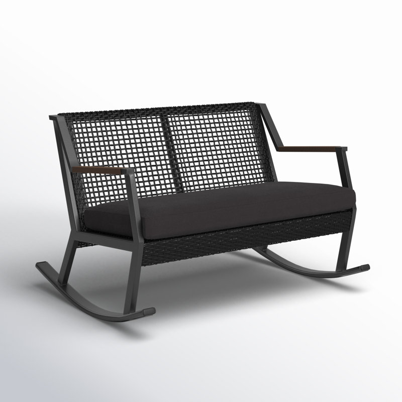 Calvin Two-Seat Rocking Bench With Cushion, Black