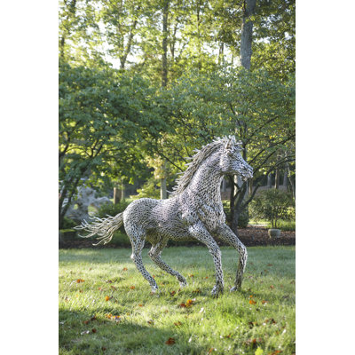 Horse Pipe Sculpture, Galloping, Stainless Steel