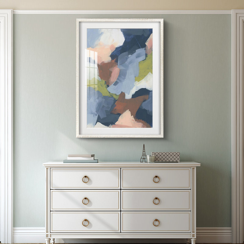 Atmosphère douce indigo II - impression encadrée, H 28,5 po x l 20,5 po, Blanc
