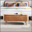 Banc de rangement avec repose-pieds Camel pour pieds dorés, banc d'entrée en fausse fourrure de chameau moderne-1307200894