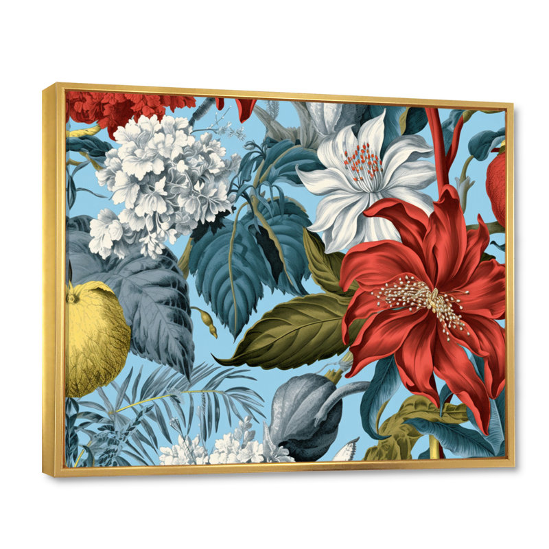" Red Green Lily Impressions ", 24" H x 32" W x 1" D, Gold Floater Framed
