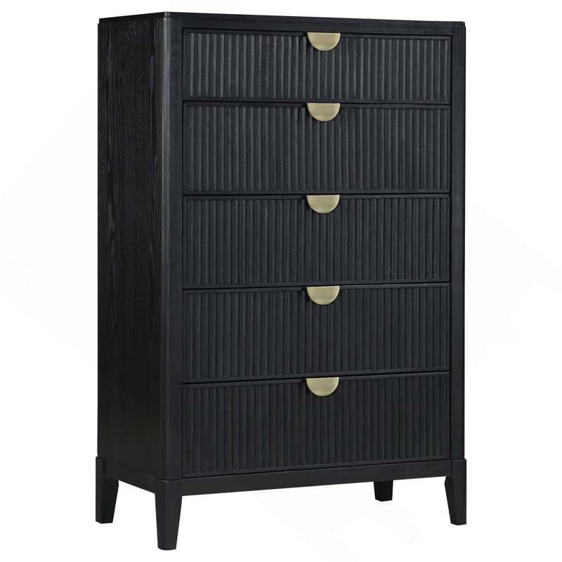 Commode 5 tiroirs avec poignées dorées