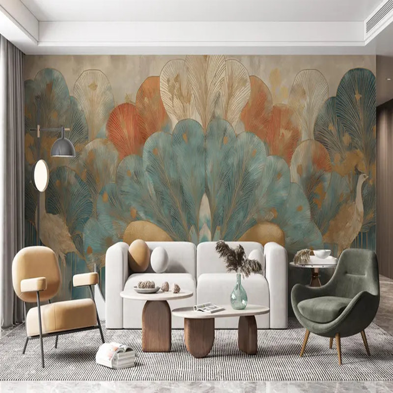 Art Deco Peacock Harmony, 117.96" L x 236" W
