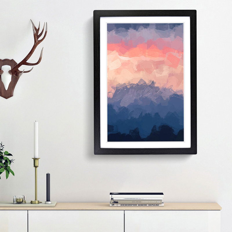 Swiss Mountain in Abstract - Framed Print, 87cm H x 62cm W x 2cm D, Black Framed