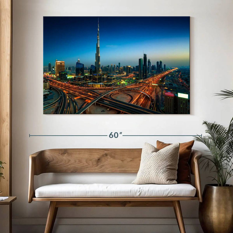 Sirci, autoroute de Dubaï la nuit, H 34 po x l 51 po