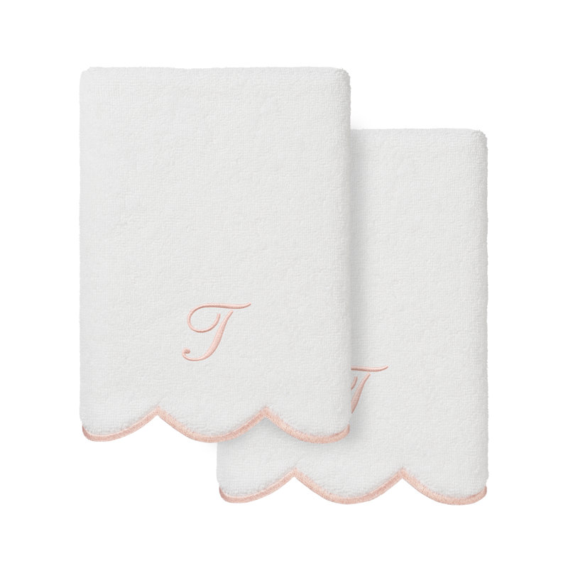  Ensemble de serviettes 100% coton turque ADORNIA, Ensemble de 2 essuie-mains, Blanc / Rose, T