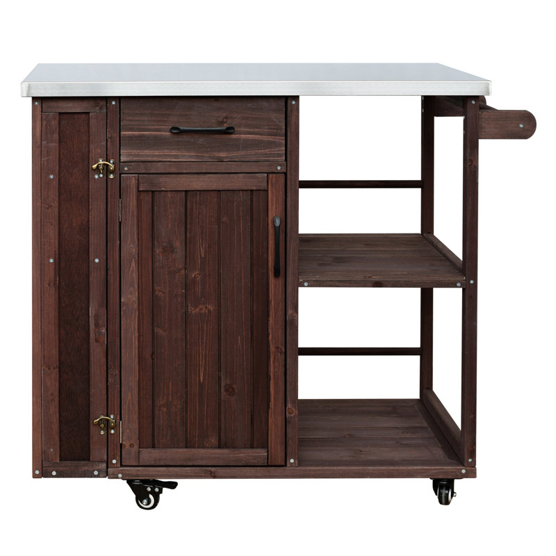 Chariot de cuisine verrouillable pour l'extérieur, Marron foncé