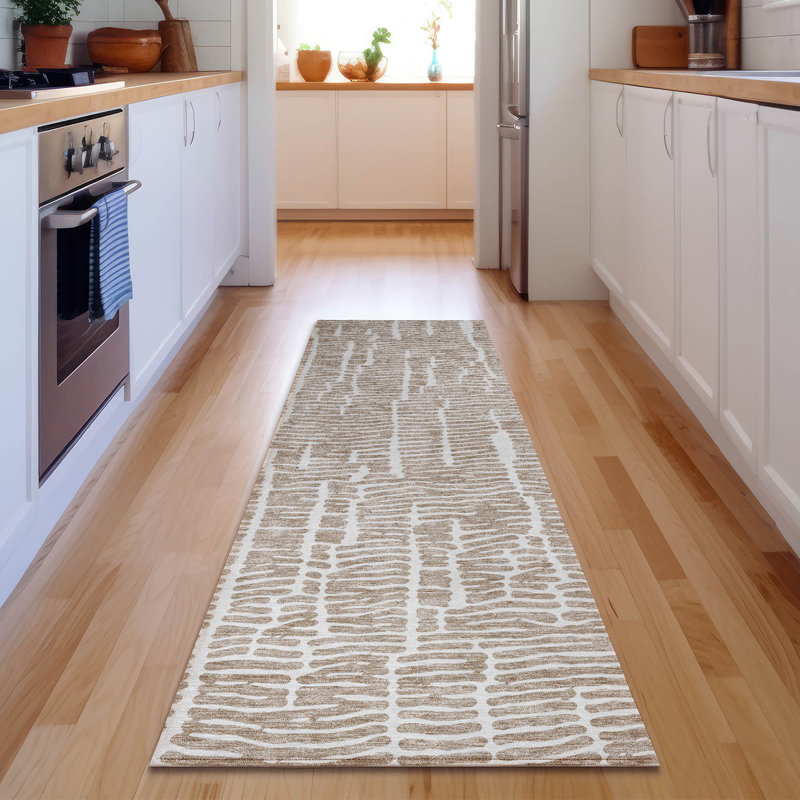 Premium Machine Washable Prisco Brown Rug, Runner 2'3" x 7'6"