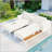 Outdoor Daybed Patio Metal Daybed with Wood Topped Side Spaces  for Drinks, Chaise Lounges-241846447
