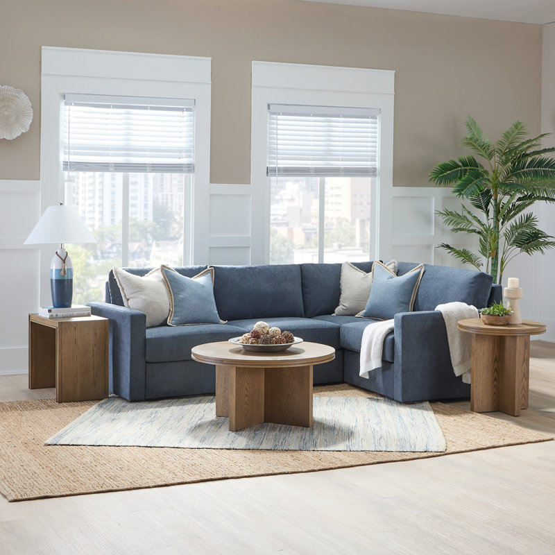 Canapé modulaire rembourré avec repose-pieds 4 pièces Flex, Mélange de polyester gris clair Frost