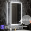 20 po x 32 po, armoire intelligente, salle de bain, double éclairage, contrôle de la luminosité, armoire à pharmacie intégrée de conception intégrée avec façade avant et rétro-éclairée, prise de courant haute et gradation continue