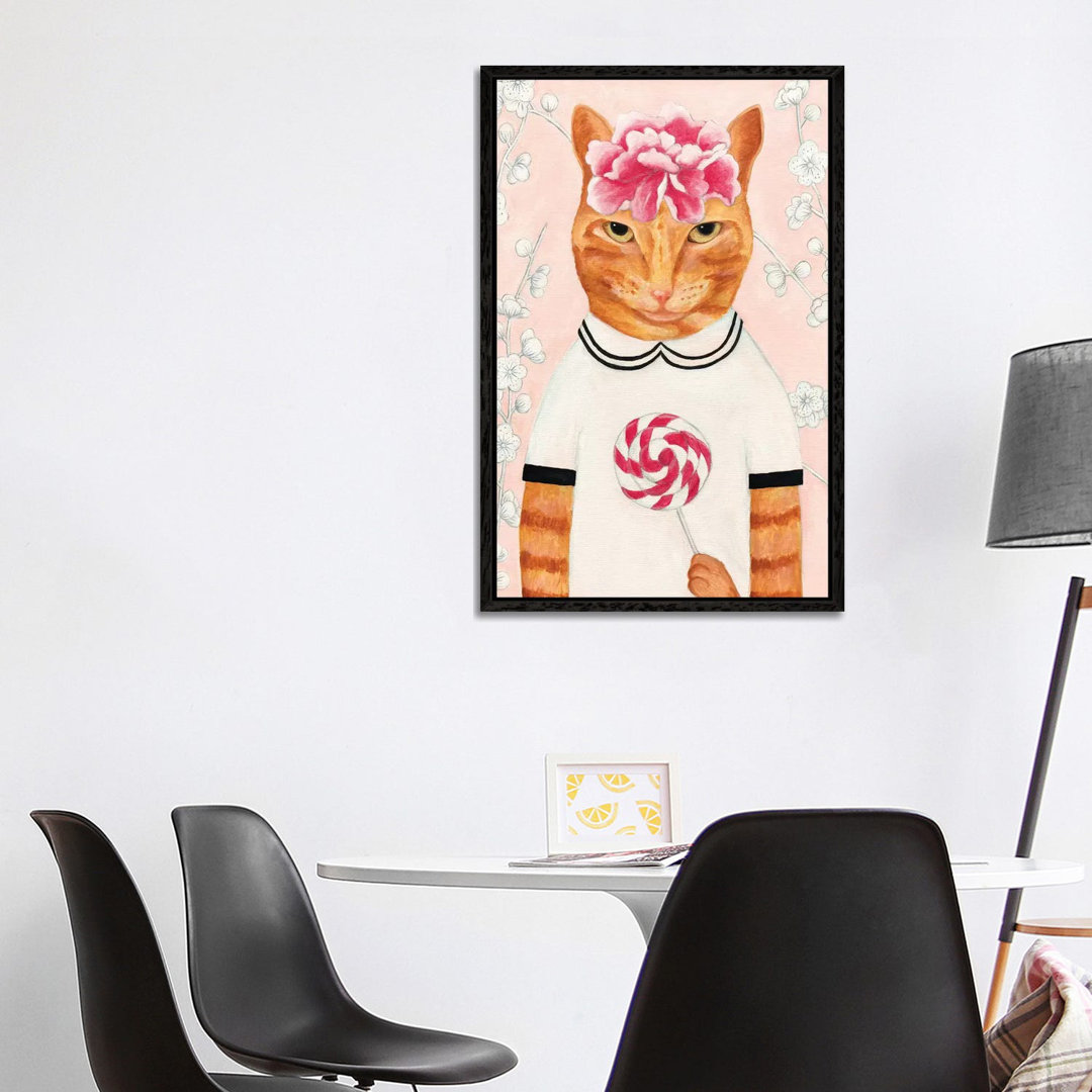 Katze mit Lollypop von Sally B - Galerie-verpackte Leinwand Giclée auf Leinwand