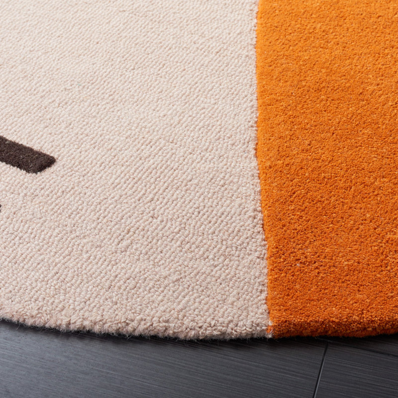 Felipe Handmade Wool Ivory/Light Pink Rug, Round 4'