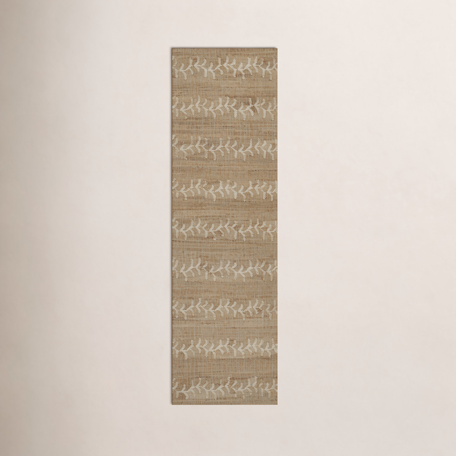 Adoria Vine Stripe Jute and Wool Hand Woven Ivory Area Rug, Runner 2'3" x 8'