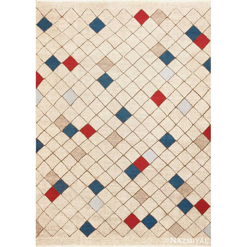 Magnifique tapis de style Kilim de style Mid-Century rétro à tissage plat géométrique