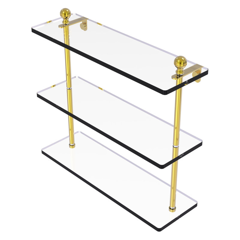Morosini 3 Piece Tiered Shelf, 16", Polished Brass