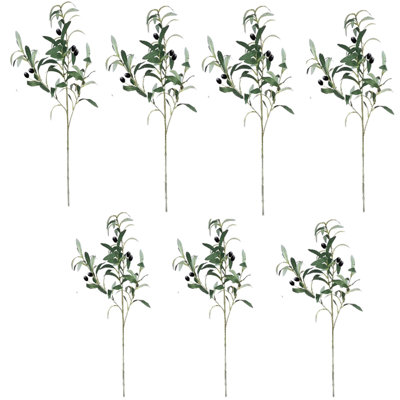 7 pièces 35 pouces branches d'olivier artificiel pour vase, branches d'olivier artificiel, tiges d'eucalyptus, plante artificielle, tiges de verdure artificielle pour centres de table, décoration intérieure et décoration de mariage, ensemble de 7