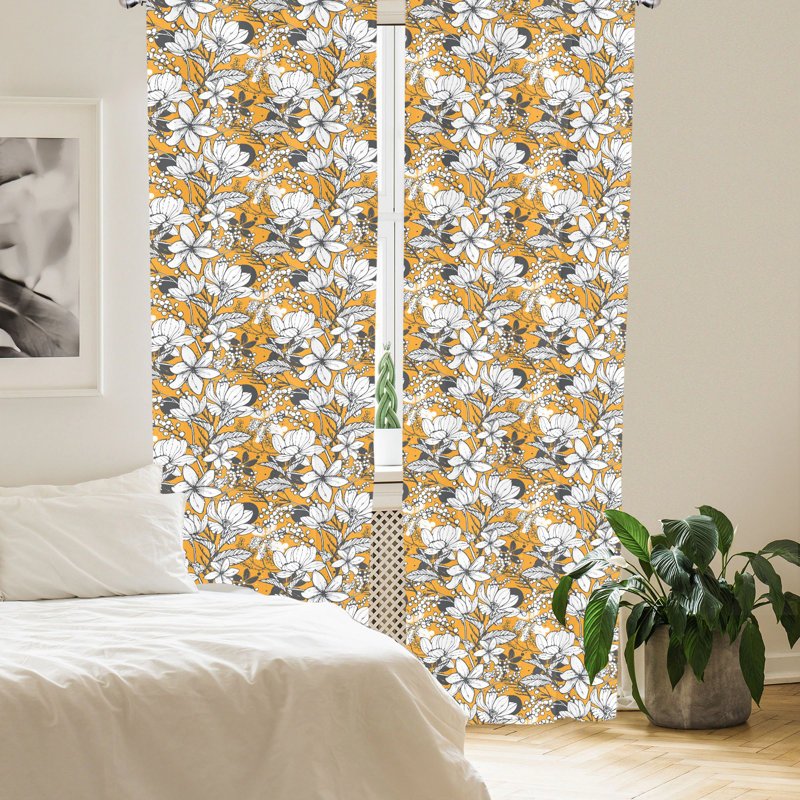 Floral Semi-Sheer Rod Pocket Curtain Panels, 28" x 95"