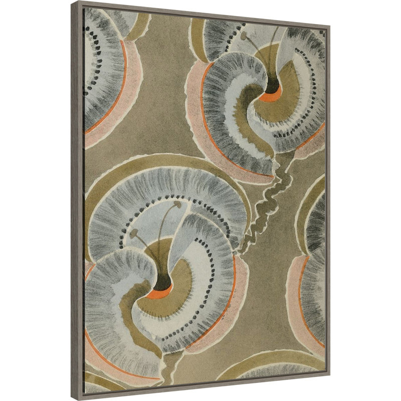 "Delicate Deco Plant Pattern V" par Baxter Mill, reproduction d'art sur toile encadrée