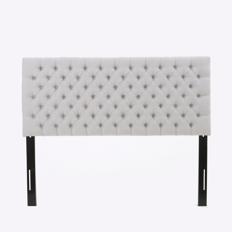 Contemporary Tufted Upholstered Queen Bed Headboard With Adjustable Height And Solid Wood Frame, Gray