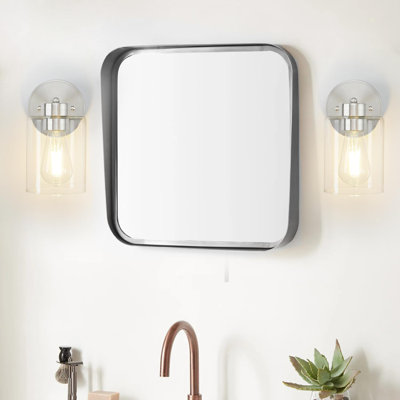 Morden Brushed Nickel Bathroom Vanity Sconce Set Of 2 - Bathroom Wall Lighting With Glass Shades