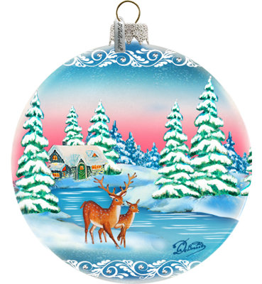 Holiday 3.5'' Handmade Glass Ball Ornament
