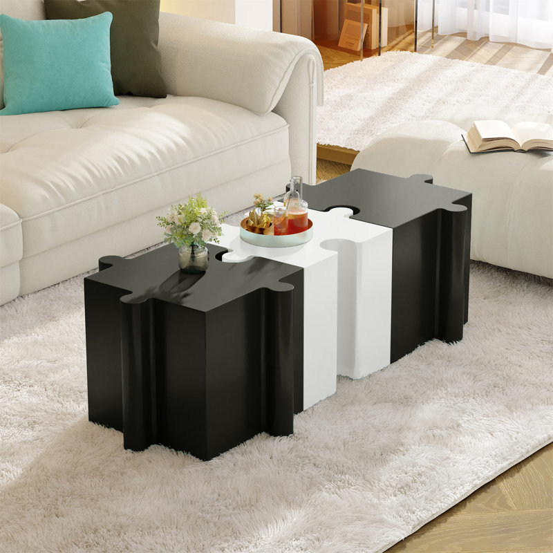 Ensemble de 3 pièces de casse-tête artistique (table incluse seulement), Noir / blanc