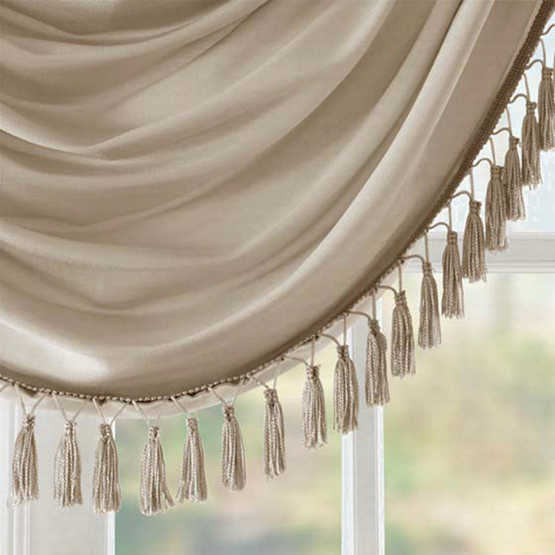 Faux Silk Waterfall Embellished Valance 38X46", Champagne