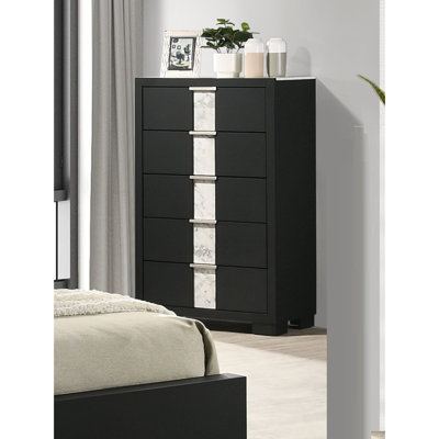 Commode contemporaine 1 pièce à cinq tiroirs avec boutons en métal et meubles en bois pour chambre à coucher