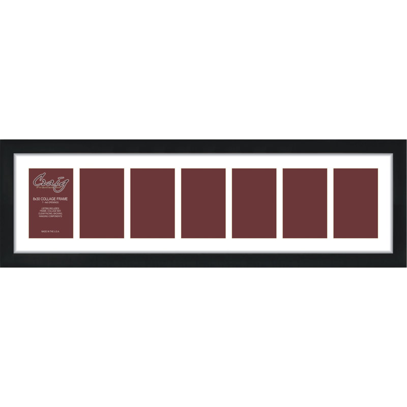 Black Matte Picture Frame with Mat, 9.5" x 31.5"