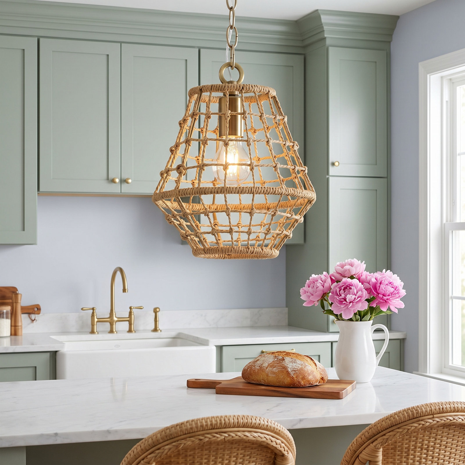 Single Light Jute Dimmable Pendant