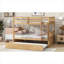 Lit superposé double convertible en bois d'hévéa massif naturel avec couchette, pour les chambres partagées et les invités qui passent la nuit, style minimaliste