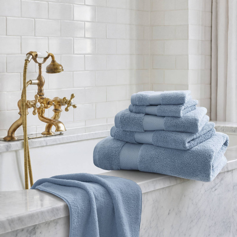 Ensemble de serviettes de bain en coton turc 6 pièces, Bleu doux
