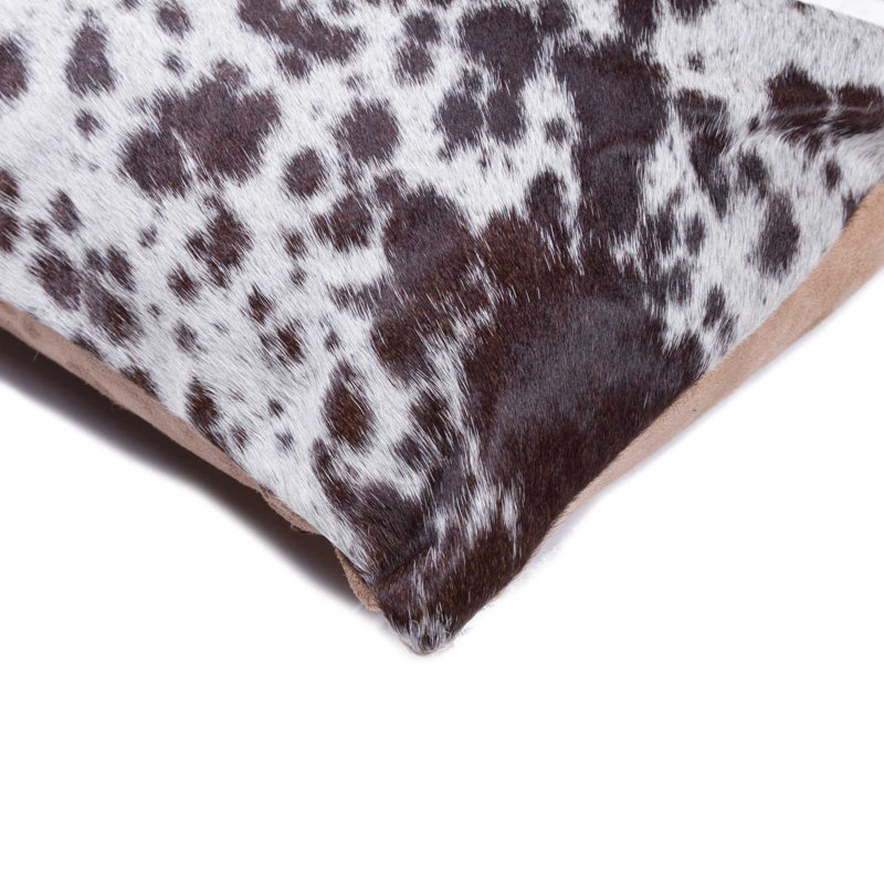 Chocolate and White Cowhide Rectangular Throw Pillow