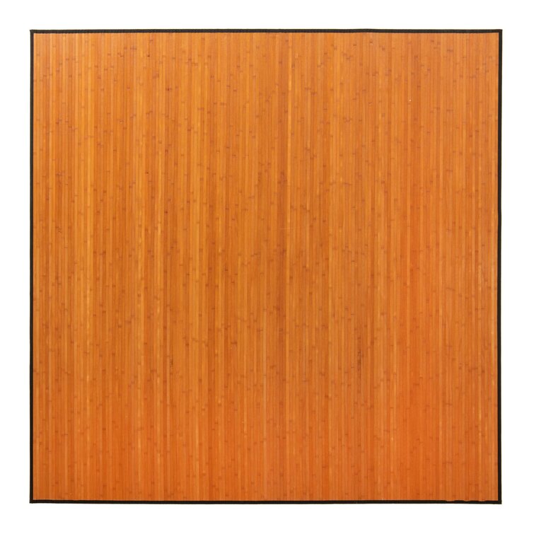 Trinidad Bamboo Slat/Seagrass Area Rug in Vintage Orange/Black