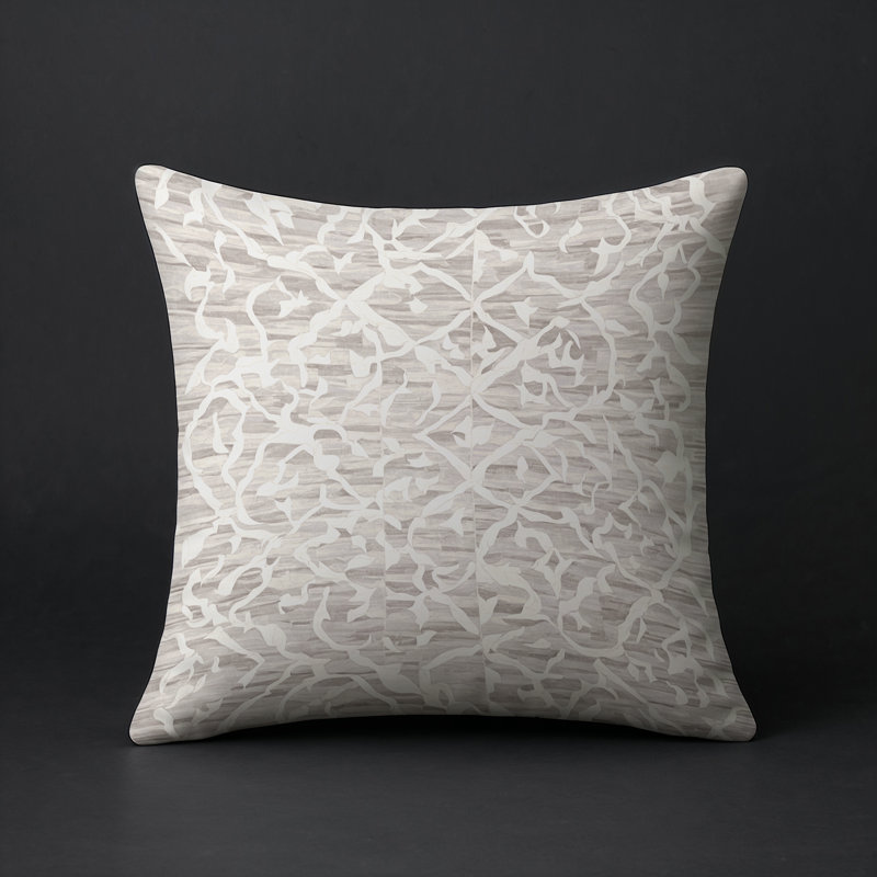 Coussin décoratif intérieur / extérieur gris Modern Modern, Carré 18 po, Beige abstrait 10
