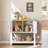Farmhouse Console Table with Power Outlet, Entryway  Table with Storage Cabinet & Shelf,  Coffee Bar for Hallway, Kitchen, Living Room, White