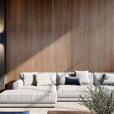 94" L x 11.25" W Modern Acoustic Wood Slat Wall Panels With 1" Slat Width – Eco-Friendly, Sound-absorbing Decorative Panels