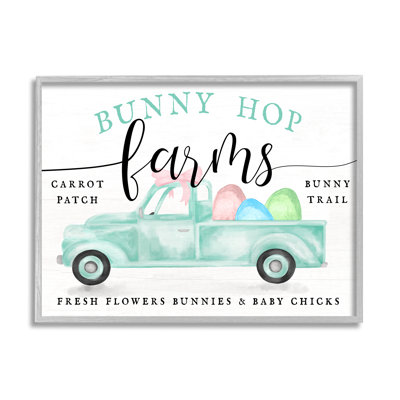" Bunny Hop Farms Sign Easter Egg Green Truck " by Daphne Polselli