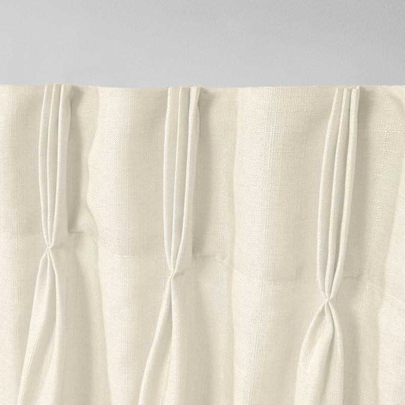 Loha Synthetic Solid Color Semi-Sheer Pinch Pleat Curtain Panels, Ivory, 27" W x 96" L