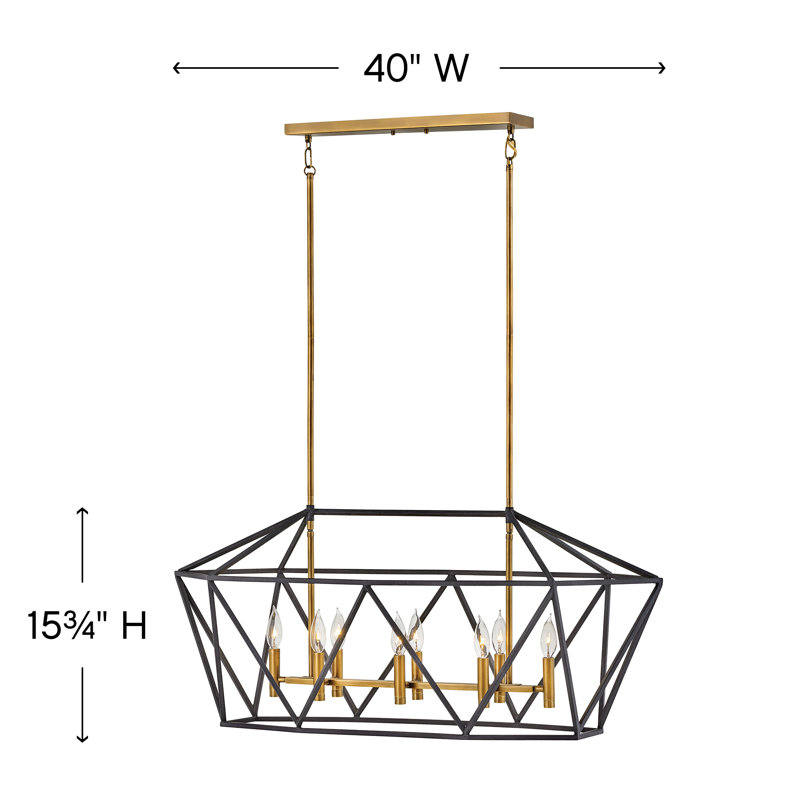 Lustre linéaire à huit lumières de style bougie 40 po Theory
