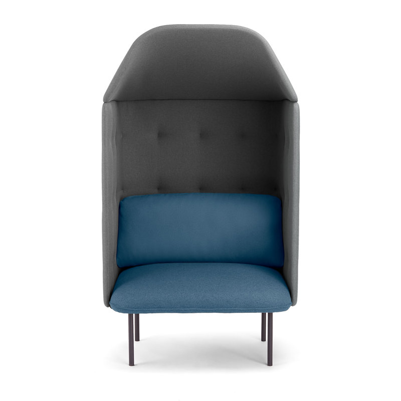 Chaise de réception avec auvent QT, Bleu foncé / tissage uni gris foncé / mousseline