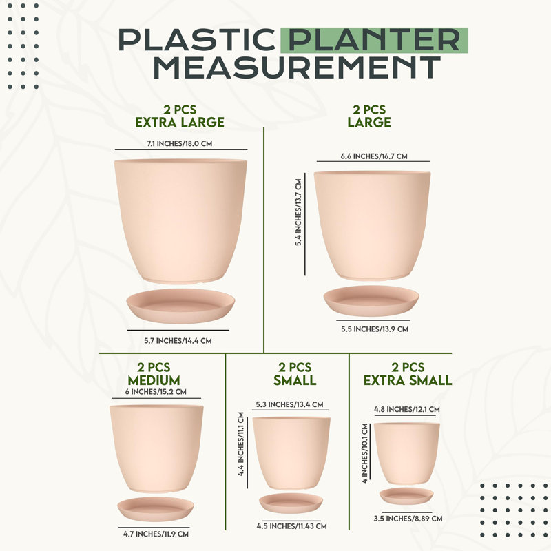 Plant Pots Indoor with Drainage, Peach Pink