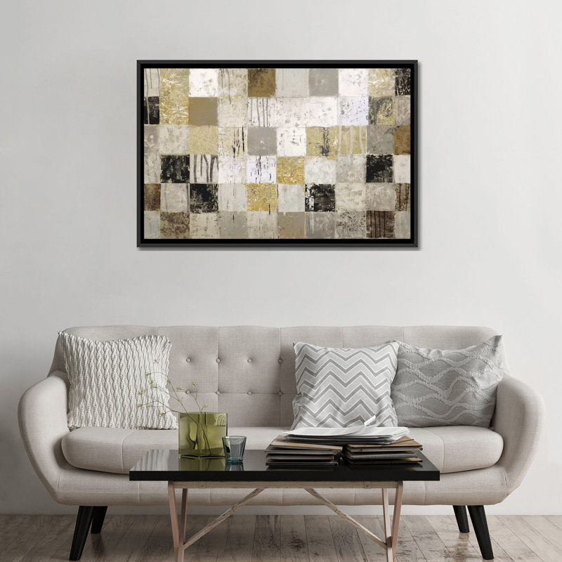 « africain mosaic ii », impression sur toile, H 18 po x l 26 po x P 1,5 po, Toile avec cadre noir, Pas de tapis