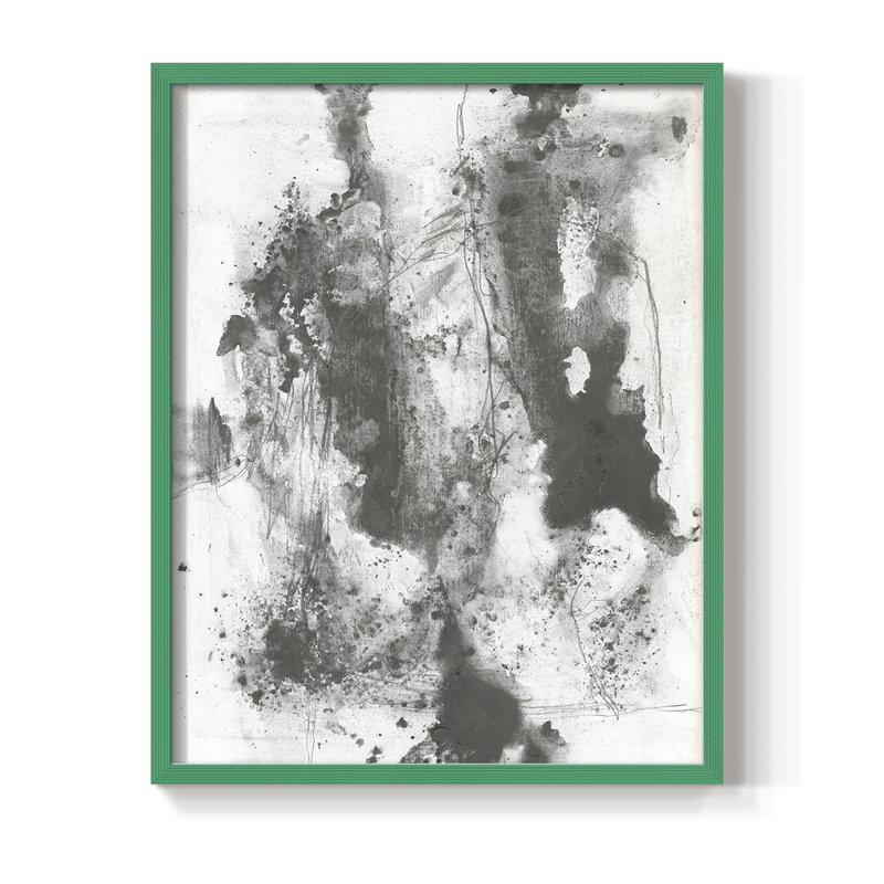 Graphite abstrait III, reproduction encadrée - bois massif, Vert, H 10 po x l 8 po