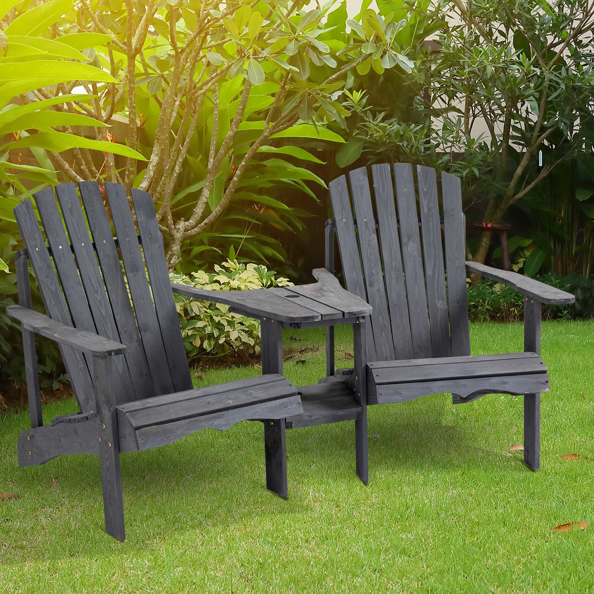 Rosecliff Heights Mckelvy Solid Wood Adirondack Chair with Table & Reviews | Wayfair